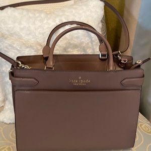 New without tags Kate Spade Taupe satchel. Only used once!